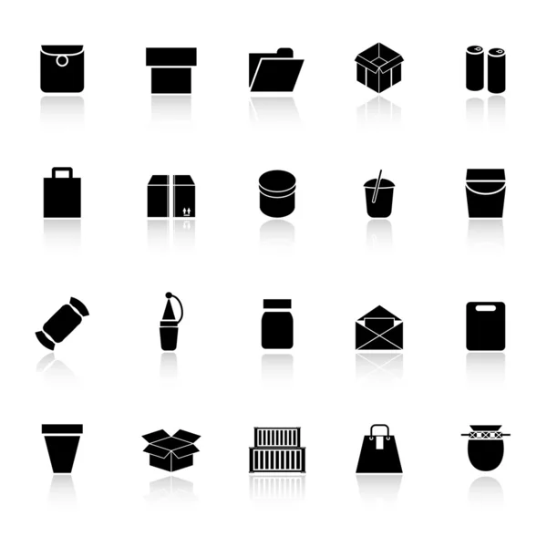 Піктограми пакунків з відображенням на білому тлі — стоковий вектор