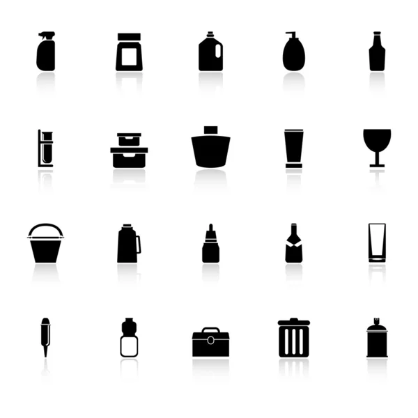 Design package icons with reflect on white background — Stock Vector