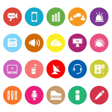 Beyaz arka planda ses düz simgeler