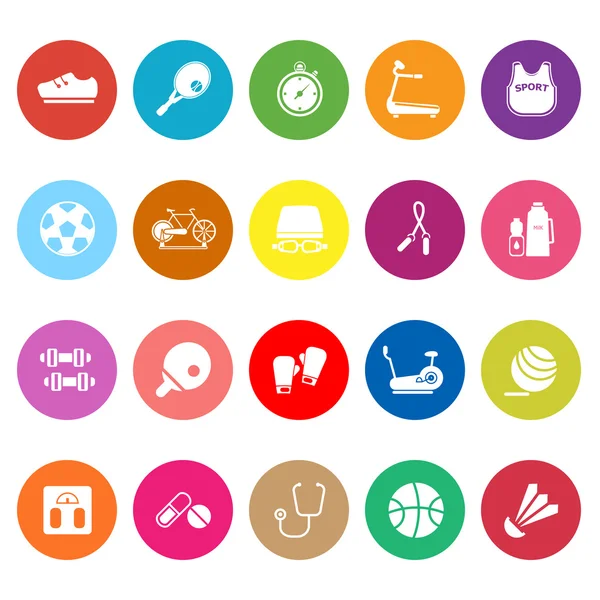 Fitness sport flat icons on white background — Stock Vector