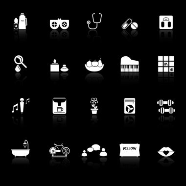 siyah arka plan üzerine sağlık simgeleri ile yansıtmak