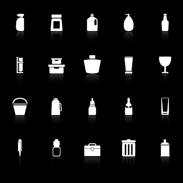 Design package icons with reflect on black background — Stock Vector