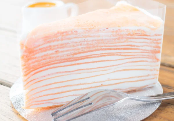 Homemade crepe cake with orange sauce — Stock Photo, Image