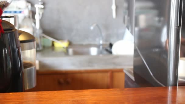 Barista Serving A Glass Of Iced Lemon Tea — Stock Video