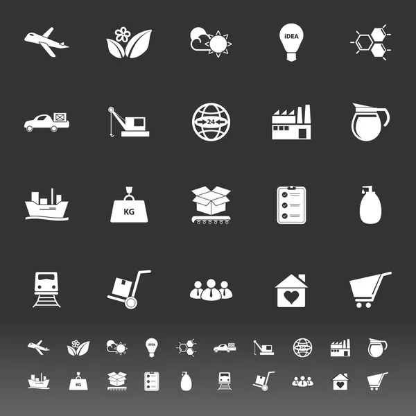 Supply chain and logistic icons on gray background — Stock Vector