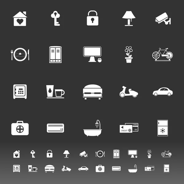 General home stay icons on gray background — Stock Vector