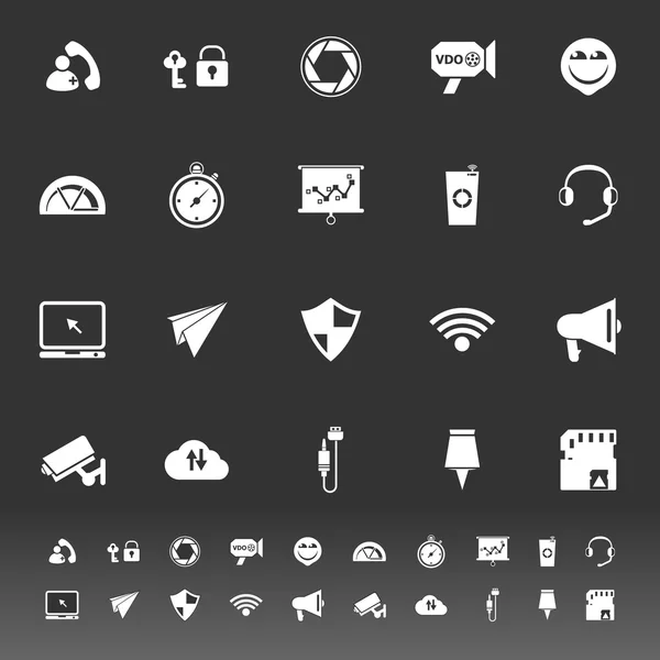 Iconos de pantalla de teléfono inteligente sobre fondo gris — Archivo Imágenes Vectoriales