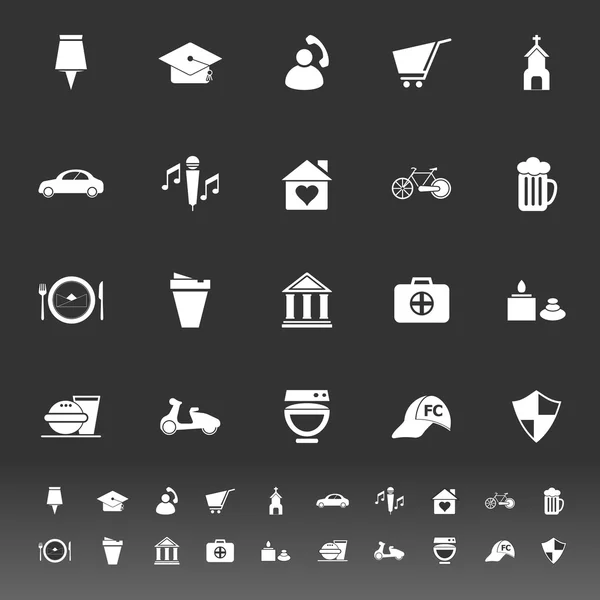 Panneau de carte et icônes de symbole sur fond gris — Image vectorielle