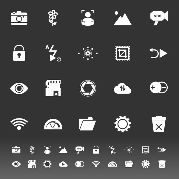 Иконки знаков фотографии на сером фоне Стоковая Иллюстрация