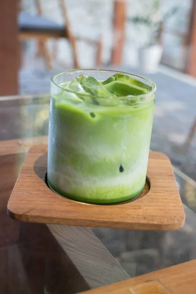 Latte Freddo Matcha Bevanda Verde Foto Scorta — Foto Stock