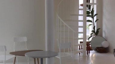 Minimal loft style coffee shop decoration, stock footage