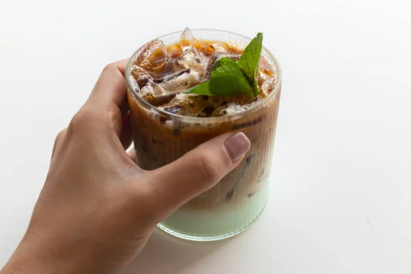 Hand Glass Iced Coffee Stock Photo —  Fotos de Stock
