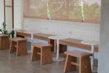 Minimal white style decoration of tea shop, stock photo