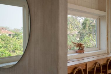 Minimal white style decoration of tea shop, stock photo