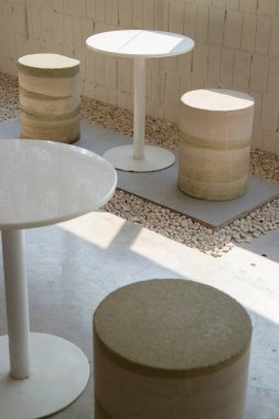 Minimal white style decoration of tea shop, stock photo