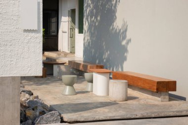 Minimal white style decoration of tea shop, stock photo