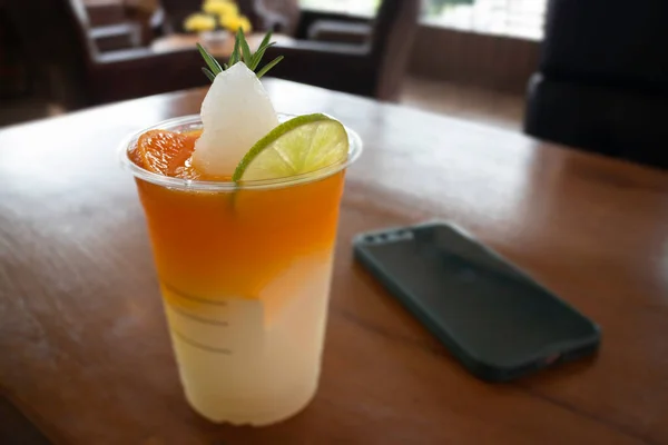 Yuzu Orange Lemonade Frappe Drink Stock Photo — Stock Photo, Image