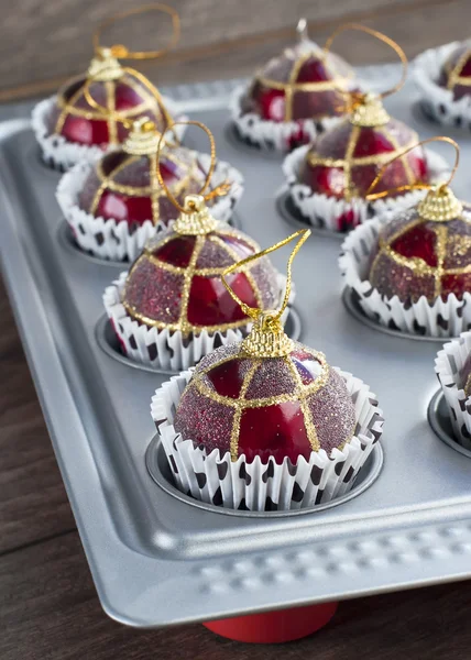 Funny Red Christmas Balls — Stock Photo, Image