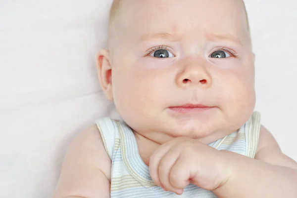 Portrait of a Cute Baby Boy Frightened by Something — Stock Photo, Image