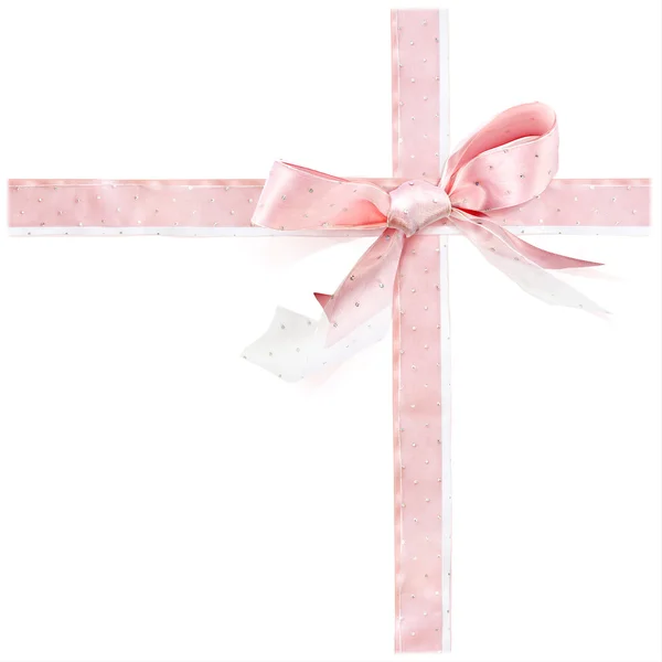 Silk Pink Bow Decorated with Paillettes as for Present — Stock Photo, Image