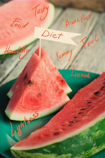 Concept of Healthy Life, Pieces of Water-melon — Stock Photo, Image