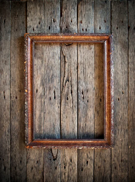 Vecchio telaio Vintage sulla parete di legno — Foto Stock