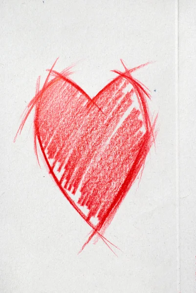 Dibujo del corazón rojo en cartón gris — Foto de Stock