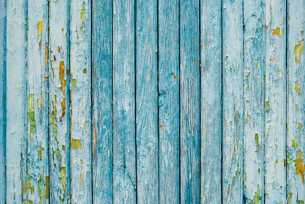蓝色油漆旧木栅栏 — 图库照片