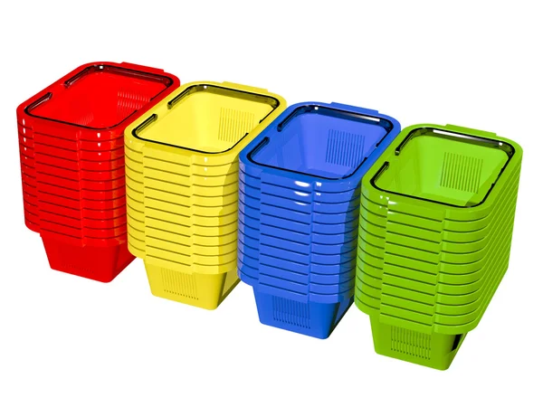 Empty colorful shopping baskets — Stock Photo, Image