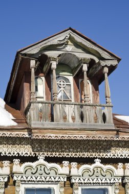 yüzyıl sonlarında 19 - bir fragmen Rus rustik ahşap evi