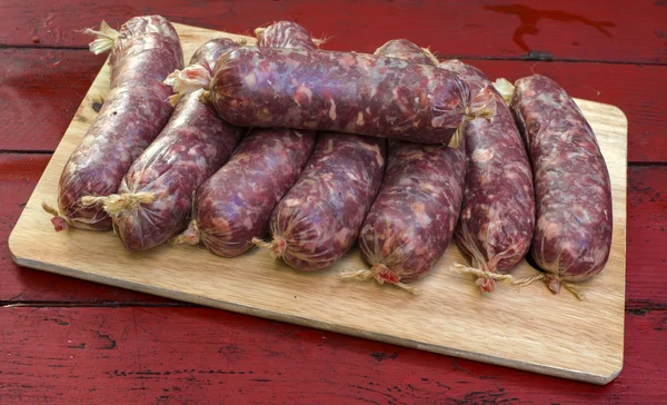 Homemade sausages - pork stuffed with minced meat — Stock Photo, Image