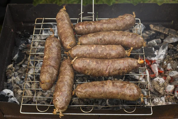 Homemade sausages - pork stuffed with minced meat — Stock Photo, Image