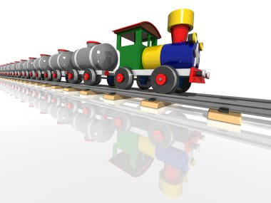 oyuncak tren petrol tankları ile. 3D render