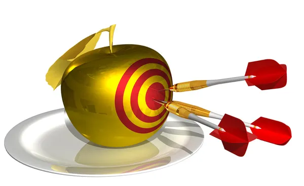 3D render - golden Apple hedef vurdu