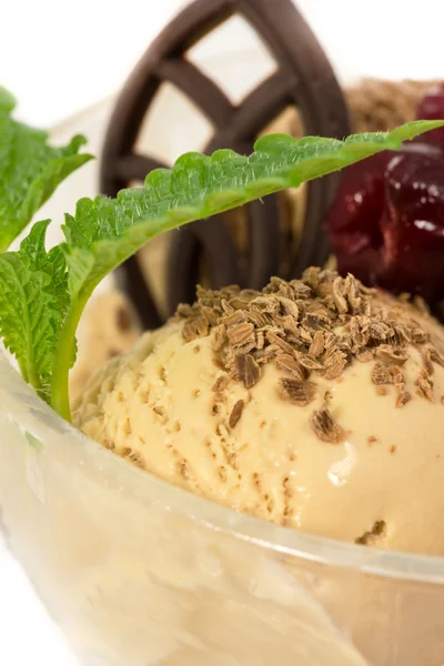 Brylle ice cream with chocolate and drunken cherries — Stock Photo, Image