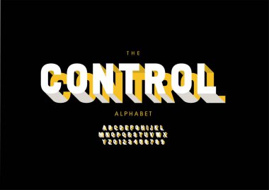 Biçimlendirilmiş denetim alfabesi, yazı tipi, vektör illüstrasyonu