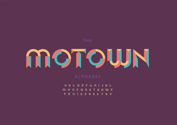 Biçimlendirilmiş motown alfabesi, yazı tipi, vektör illüstrasyonu
