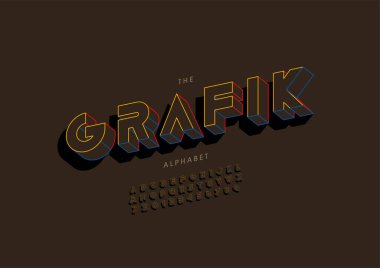 Biçimlendirilmiş grafik alfabesi, yazı tipi, vektör illüstrasyonu