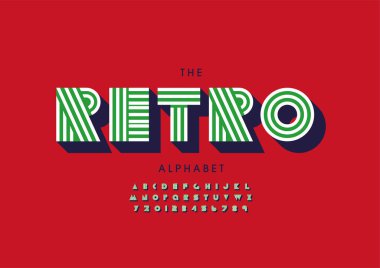 Biçimlendirilmiş retro alfabe yazı tipi, vektör illüstrasyonu