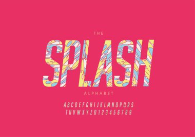 Biçimlendirilmiş sıçrama alfabesi yazı tipi, vektör illüstrasyonu