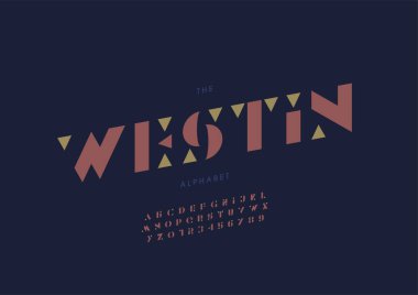 Biçimlendirilmiş westin alfabesi yazı tipi, vektör illüstrasyonu