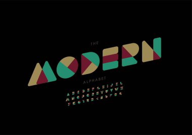 Biçimlendirilmiş modern alfabe yazı tipi, vektör illüstrasyonu