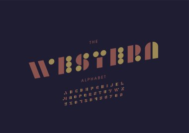 Biçimlendirilmiş batı alfabesi, yazı tipi, vektör illüstrasyonu