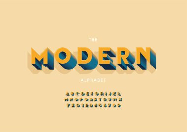 Biçimlendirilmiş modern alfabe yazı tipi, vektör illüstrasyonu