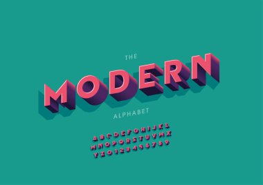 Biçimlendirilmiş modern alfabe yazı tipi, vektör illüstrasyonu