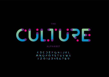 Biçimlendirilmiş kültür alfabesi, yazı tipi, vektör illüstrasyonu