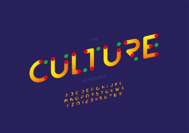 Biçimlendirilmiş kültür alfabesi, yazı tipi, vektör illüstrasyonu