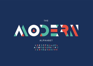 Biçimlendirilmiş modern alfabe, yazı tipi, vektör illüstrasyonu