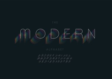 Biçimlendirilmiş modern alfabe, yazı tipi, vektör illüstrasyonu