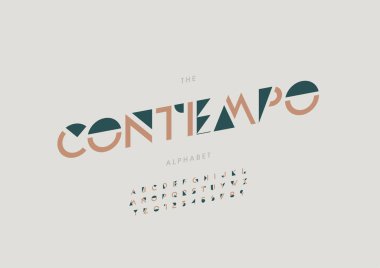 Biçimlendirilmiş Contempo alfabesi, yazı tipi, vektör illüstrasyonu